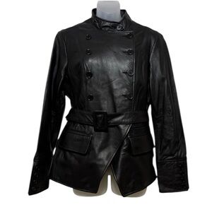 NEW J. Peterman Double Breasted Leather Motorcycle Jacket with Belt